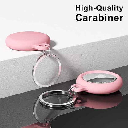 oakxco for Airtag Keychain Silicone, Airtag Holder with Key Ring, Air Tag Cover Cute Accessories for Kids, Luggage, Car Dog Collar, Car, Compatible with Apple Airtag Case Waterproof Tracker, Pink