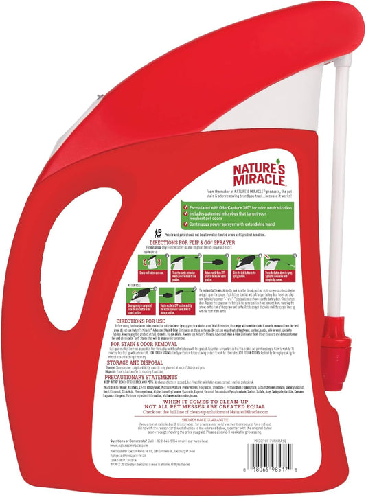 Natureās Miracle Advanced Stain & Odor Eliminator For Dogs With Flip & Go Sprayer, 64 Ounces, Enzymatic Formula For Severe Dog Messes Including Urine, Feces, Diarrhea And Vomit Stains And Odors