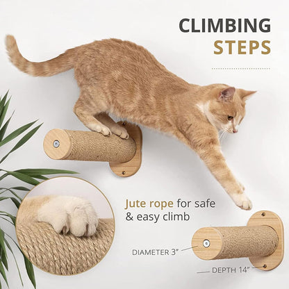 Cat Wall Furniture Set,Cat Hammock Wall Mounted Shelf with Two Steps,Cats Shelf and Perches for Wall Sleeping,Playing,Climbing and Lounging for Kitty Large Cats