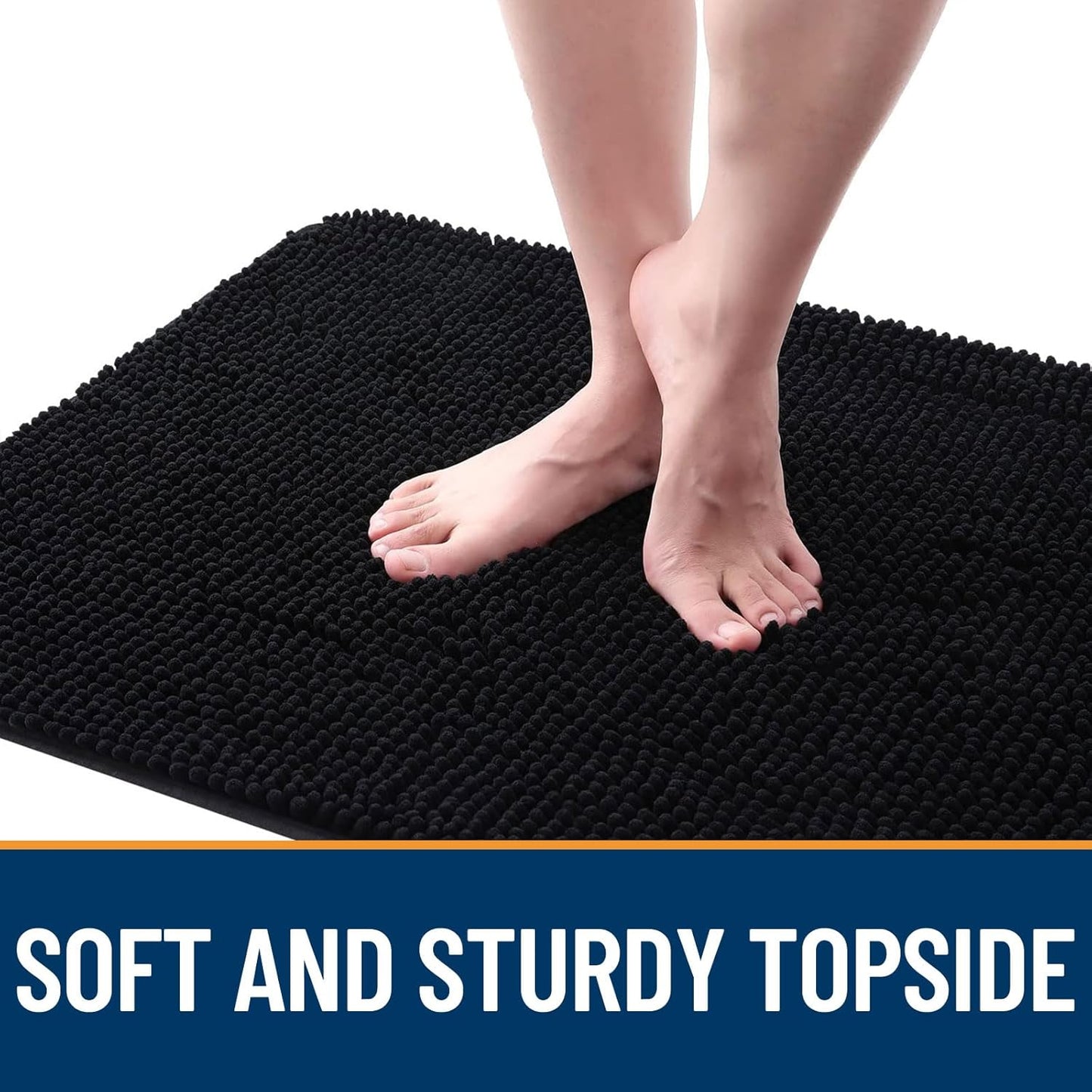 OLANLY Dog Door Mat for Muddy Paws 50x30, Absorbs Moisture and Dirt, Absorbent Non-Slip Washable Doormat, Quick Dry Chenille Mud Mat for Dogs, Entry Indoor Entryway Carpet for Inside Floor, Black