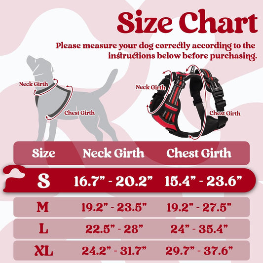 rabbitgoo Dog Harness Small Sized, No Pull Pet Harness with 3 Buckles, Adjustable Soft Padded Vest with Control Handle, Walking Reflective Pet Vest for Small Dogs, Red, S
