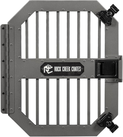 ROCK CREEK CRATES Collapsible Dog Crate: Meticulously Engineered, Durable Aluminum Construction, Non Slip Feet | 10 Year Warranty | Ideal for Indoor & Vehicle Use (White Snowfall, 30 Inch)