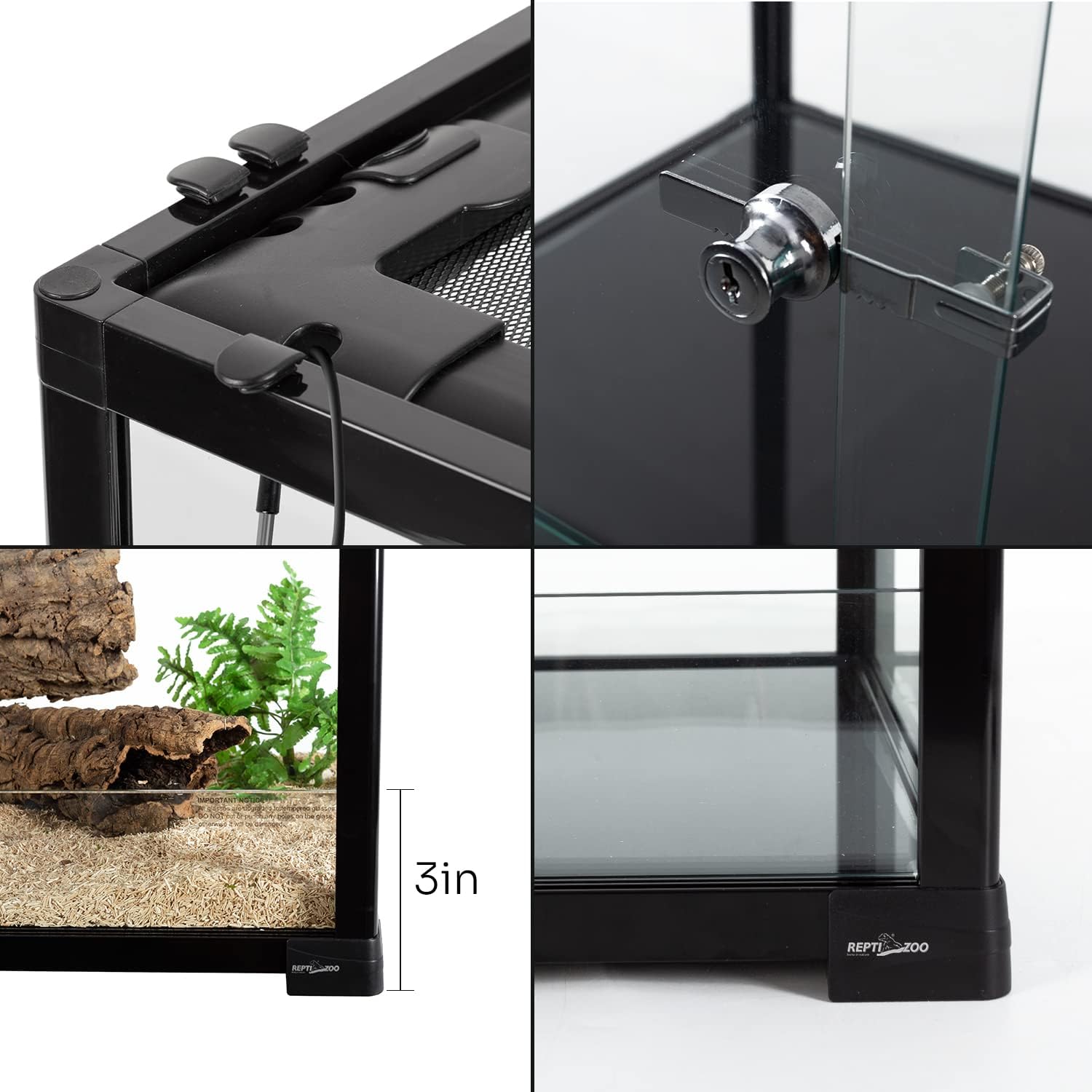 REPTIZOO 84 Gallon Large Reptile Terrarium Extra-Long 60" x 18" x 18" Spliceable Glass Reptile Tank, Double Top Cover Enclosure Habitats - Pawvie