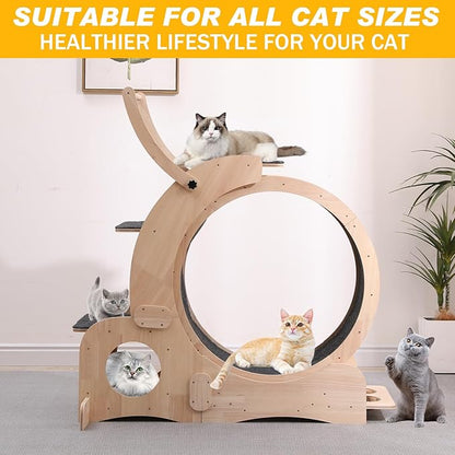 Cat Wheel 7-in-1 Upgraded Exercise Treadmill for Indoor Cats，Cat Treadmill with Silent Running Wheel, Cat Tunnel, Cat Wheels for Indoor Cats, Perfect Cat Jym & Toy for Endless Fun & Fitness