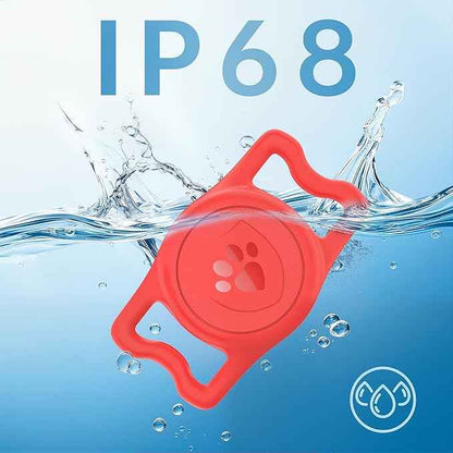 for Airtag Dog Collar Holder – IP68 Waterproof Dog Air Tag Holder for Dog Collar, Anti-Lost & Durable Silicone Case, Compatible with Apple AirTags (Red)