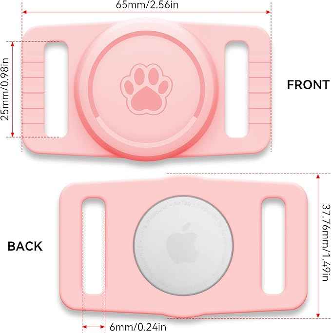 for Airtag Dog Collar Holder 2 Pack,Waterproof Dog Collar Holder for Apple AirTag(Gen 1 & 2),Silicone Air Tags Case for Dog Collars(Light Pink)