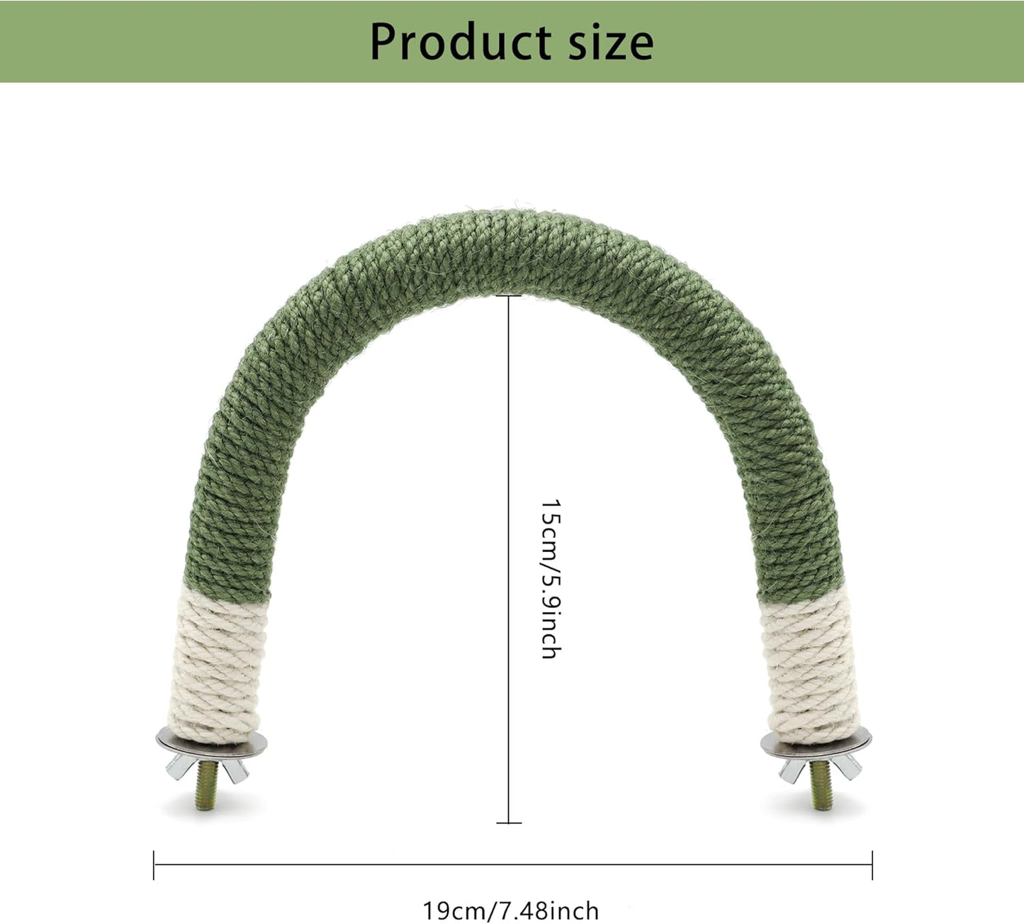 U Shape Hemp Rope Green Wood Parrot Perches for Macaws, Cockatiels, Conures, Finches - Bird Training Educational Stand Toys (Medium-1 Pack)