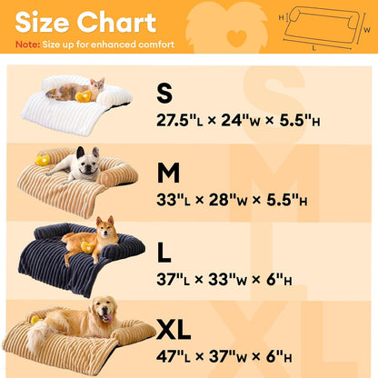 FUNNY FUZZY Pet Couch Cover for Sofa, Calming Dog Bed for Couch, Fluffy Plush Dog Couch Mat for Furniture Protector for Large Medium Small Pets, 47×37 in, Khaki