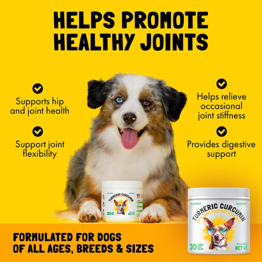 LEGITPET Turmeric Curcumin Hip & Joint Supplement for Dogs – Supports Mobility, Comfort & Overall Wellness – with Collagen & BioPerine – 30 Chews