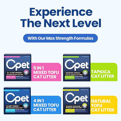 OPET Mixed Tofu Cat Litter - 19lb Strong Clumping Litter, Mixed Tofu and Bentonite, 99.9% Dust Free and Flushable Cat Litter, Natural Sustainable Ingredients Odor Control, Low Tracking（19lb, Milk）