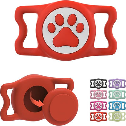 Waterproof Airtag Dog Collar Holder for Apple Air Tag, Silicone Dog Airtag Holder for Dogs & Cat Collars(Orange)