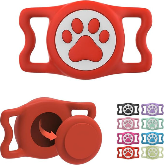 Waterproof Airtag Dog Collar Holder for Apple Air Tag, Silicone Dog Airtag Holder for Dogs & Cat Collars(Orange)