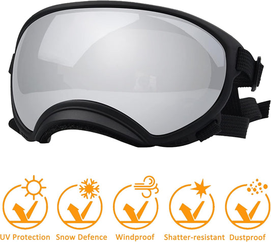 Large Dog Sunglasses, Dog Goggles with Adjustable Strap UV Protection Winproof Dog Puppy Sunglasses, Suitable for Medium-Large Dog Pet Glasses, Dogs Eyes Protection
