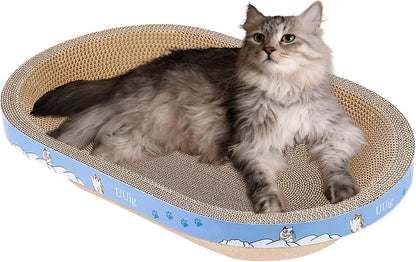 Cat Scratcher, 19.6x12.5 inches Cardboard Cat Scratching Board, Large Cat Scratchers for Indoor Cats, Bowl-Shaped Cat Scratch Pad Bed with Catnip