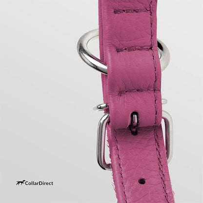 CollarDirect Rolled Leather Dog Collar, Soft Padded Round Puppy Collar, Handmade Genuine Leather Collar Dog Small Large Cat Collars 13 Colors (6-7 Inch, Pink Textured)