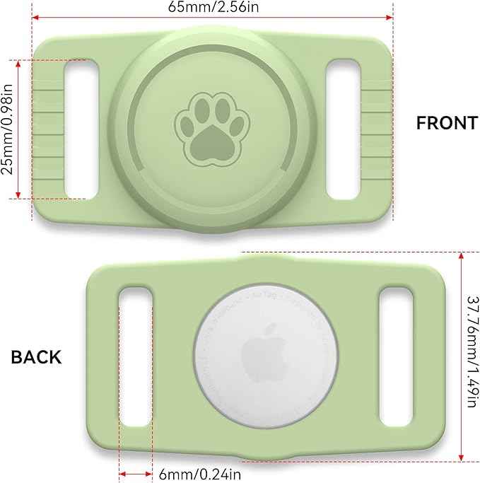 for Airtag Dog Collar Holder 2 Pack,Waterproof Dog Collar Holder for Apple AirTag(Gen 1 & 2),Silicone Air Tags Case for Dog Collars(Light Green)