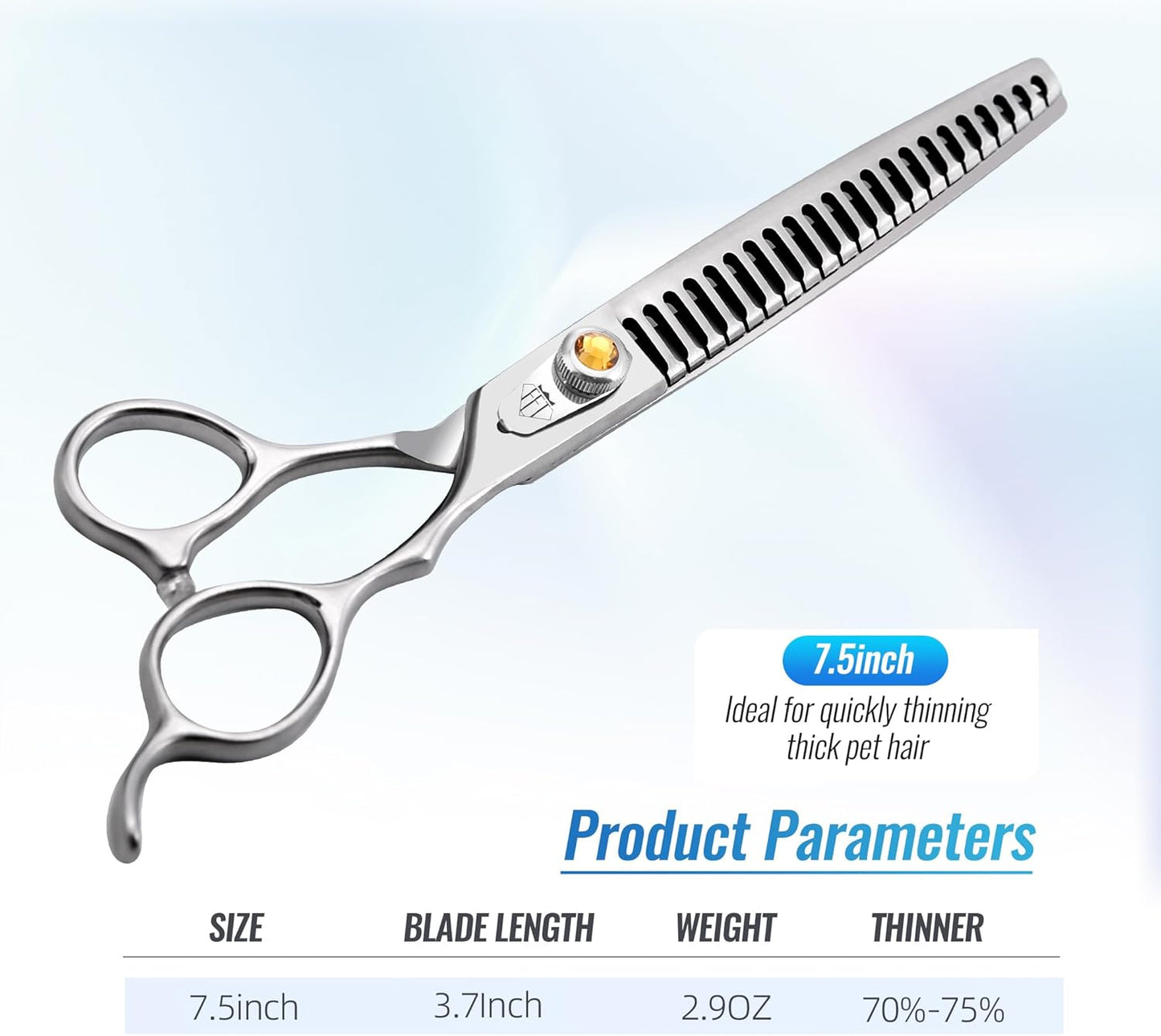 Fenice Professional Dog Grooming Scissors: 7.5 inch Chunker Shears for Dogs Trimming Made Of Japanese 440C Stainless Steel Yellow Diamond