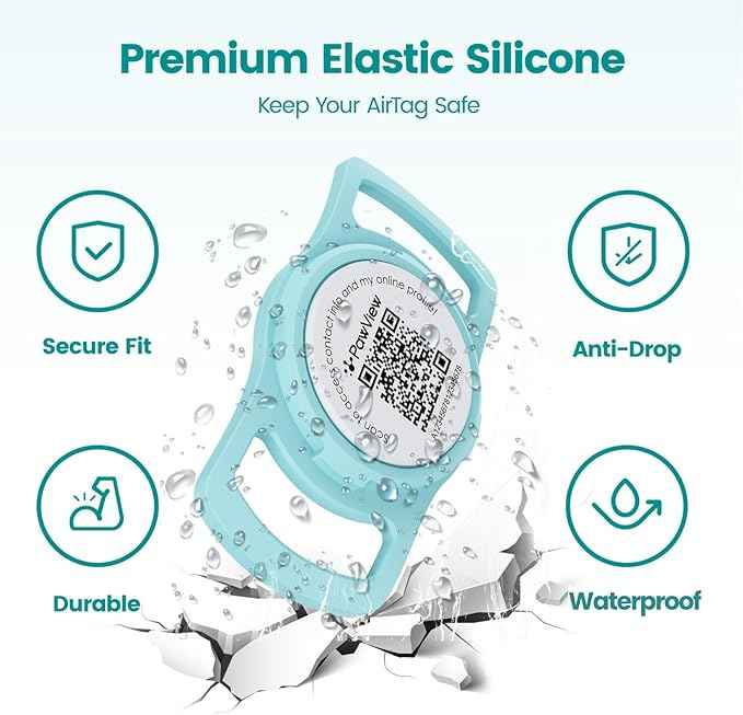 for AirTag Holder Dog Collar, Smart QR Code Holder for Cats and Dogs, for AirTag Protective Cases - Scan Alert, Instant Location, Pet Online Profile, Contacts Info (1Pack,Robin's Egg Blue)