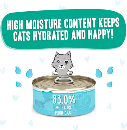 Weruva B.F.F. Play - Best Feline Friend Paté Lovers, Aw Yeah!, Turkey & Tuna Tweet Me! with Turkey & Tuna, 5.5oz Can (Pack of 8)