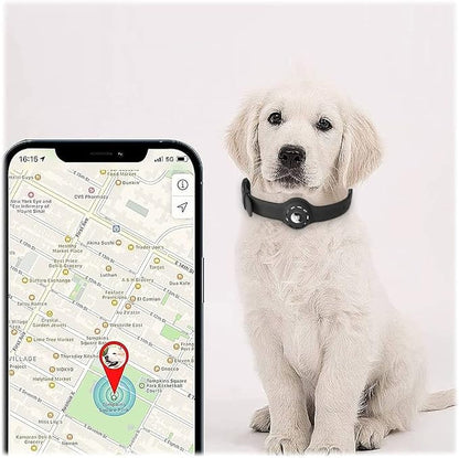 SaharaCase Adjustable Silicone Dog Collar Case for Apple AirTag (Large Dogs) [Shockproof Bumper] Rugged Protection Antislip Grip (Black)