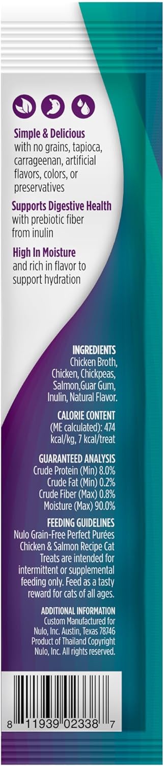 Nulo Freestyle Grain-Free Perfect Purees Premium Wet Cat Treats, Squeezable Meal Topper for Felines, High Moisture Content to Support Cat Hydration, 0.5 Ounces in Each Lickable Wet Cat Treat Pouch