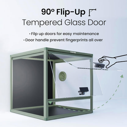 MagicCube 18'' x 18'' x 18'' Reptile Tank with Lock, 24 Gallon Reptile Terrarium with Flip-Up Tempered Glass Door, Top Screen Ventilation for Leopard Gecko - Bottom Not Leakproof - Pawvie