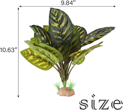 IBWell Terrarium Plants for Reptile Terrarium, Reptile Plants Tortoise Habitat Accessories, Artificial Spider Plant for Gecko, Ball Python, Tortoise Terrarium Décor - Peacock Prayer