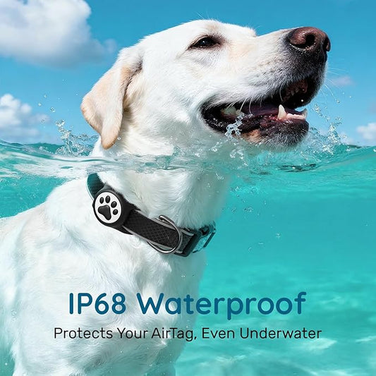 Airtag Dog Collar, IPX8 Waterproof Air Tag Dog Collar Holder | Reflective Ultra-Durable | Soft Padded | Safety Locking Buckle | Fit Small Dogs (Black S(9.8"-15.7"))