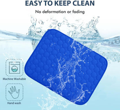 MICROCOSMOS Summer Cooling Mat & Sleeping Pad- Water Absorption Top, Materials Safe, Easy Carry, EZ Clean. Keep Cooling for Pets, Kids and Adults.(Dark Blue, 36" x36")