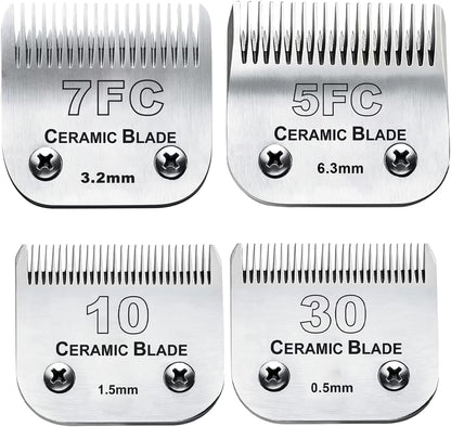 Dog Grooming Clipper Replacement Blades Compatible with Andis Pet Clipper/Oster A5/Wahl KM Series Dog Clipper,Ceramic Blade & Stainless Steel Blade(10+30+7FC+5FC)