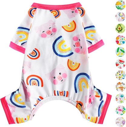 Dog Pajamas Pjs Summer Fall Dog Clothes for Small Dogs Girl - Boy - Medium Size Dogs, Soft Stretchy Puppy Clothes Doggie Onesies Cat Pet Jammies Outfit for Chihuahua Yorkie, Pig Pink