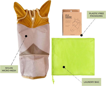 Fly Masks for Horses. Stops Sunburn, 70% Uv-Block. Breathable Fly Mask for Equines, Durable, Comfortable Fit for All-Day Protection. Horse Size, Fly Mask with Ears and Nose