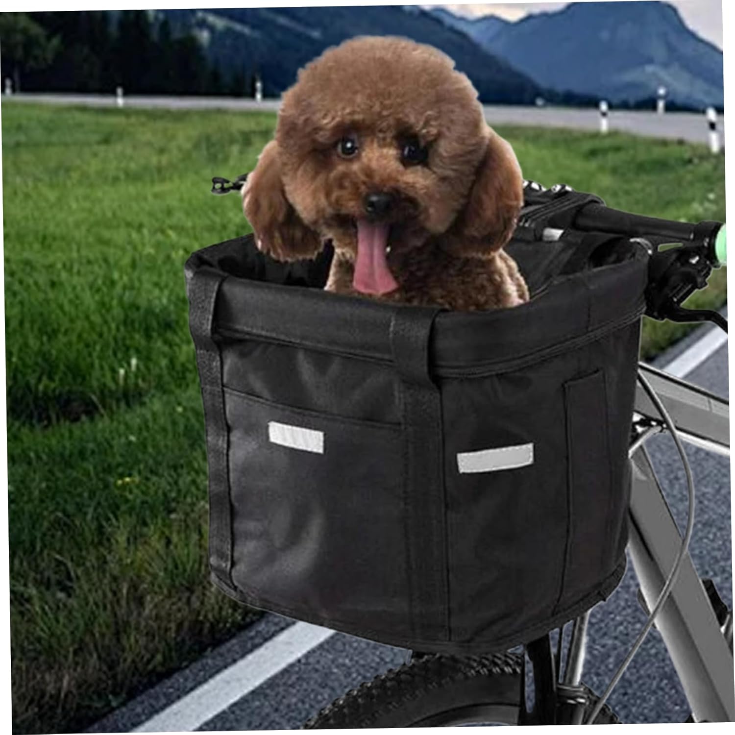 Bike Basket, 10kg Storng Bearing Foldable Bike Front Basket, Removable Dog Carrier for Handlebar, Machine Washable - Pawvie