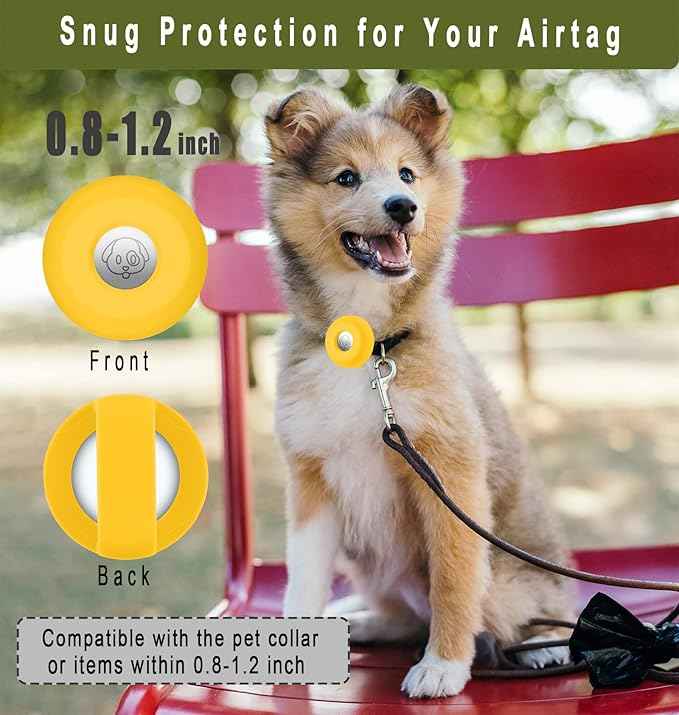 for Airtag Holder for Dog Collar, Cibaabo Silicone Air Tag Case Cover Compatible with Apple Airtags for 0.8-1.2inch Cat Pet Collar Harness Loop