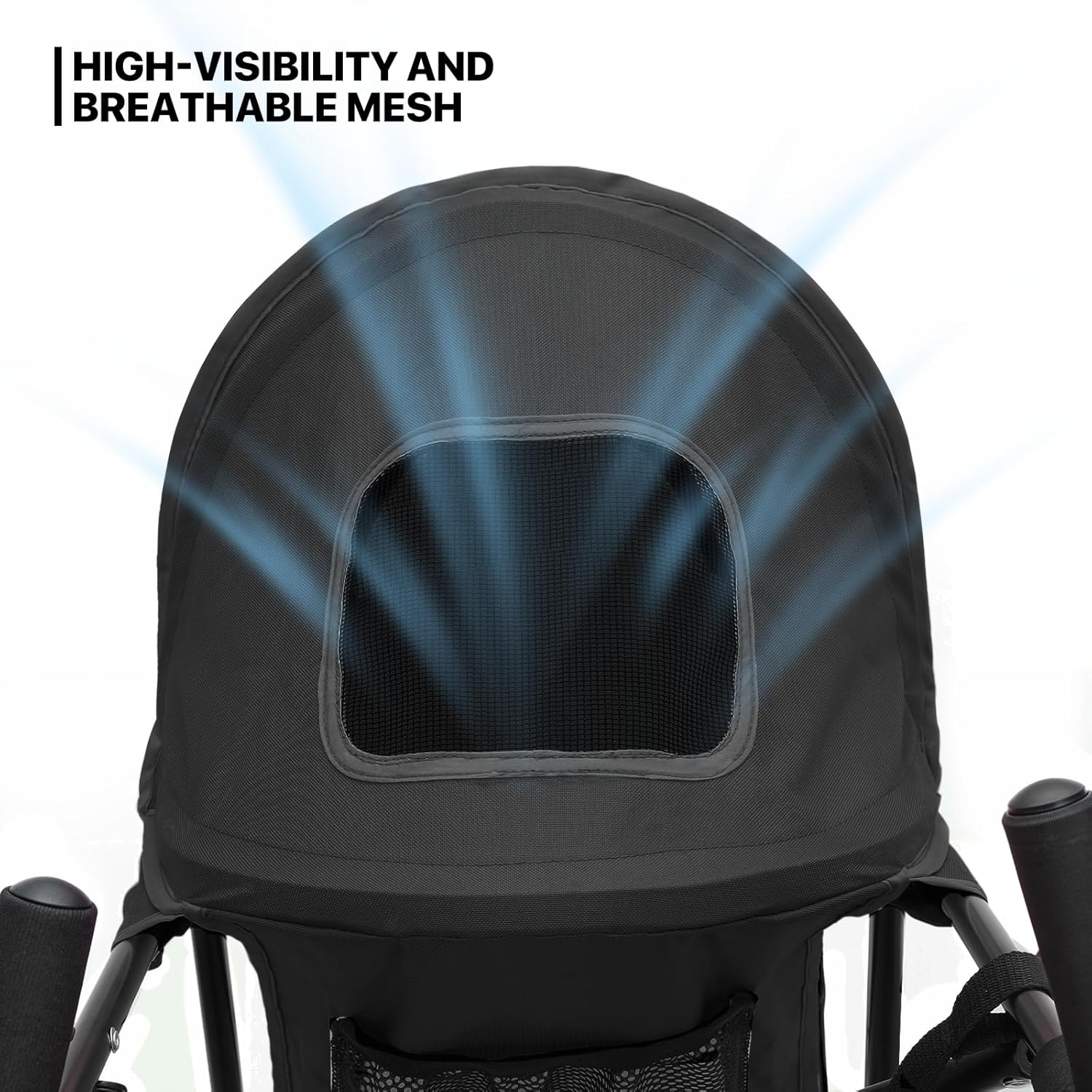 MoNiBloom 4 Wheels Pet Stroller, Easy-Fold Puppy Cage Jogger Stroller with Sun Cover, Pad and Rear Storage Bag, Breathable and Visible Mesh for Small/Medium Pets up to 22 lbs, Black - Pawvie