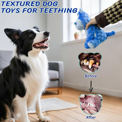 Squeaky Stuffed Dog Toys, Chew Toy for Large Medium Small Breeds, Plush Dog Toys to Keep Them Busy, Puppy Teething Dog Toy, Crinkle Dog Toy (Blue Hippo)