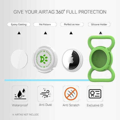 Airtag Dog Collar Holder, Durable & Lightweight Airtag Case, Slide-on Waterproof Protective Air Tag Holder for Dog Collar - for Dogs and Cats (Green, Large)