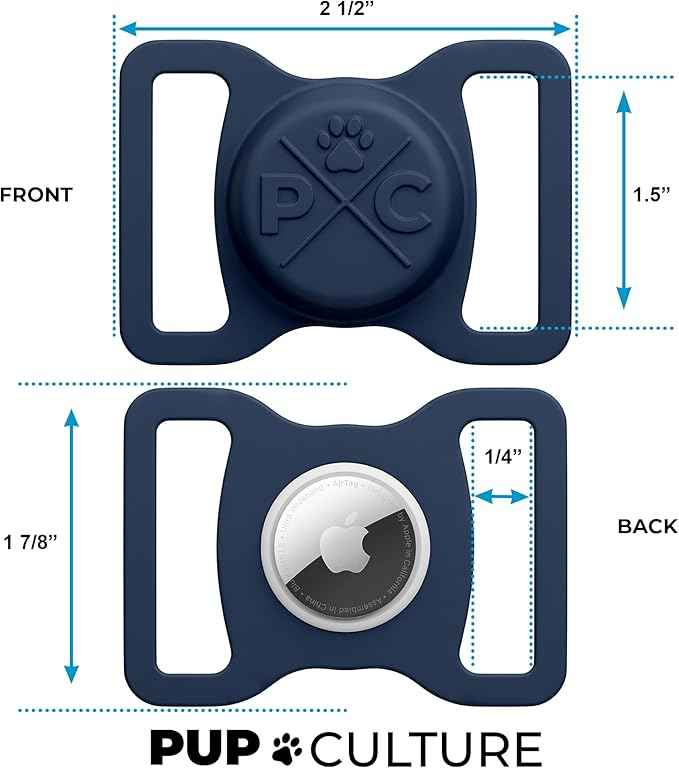Pup Culture AirTag Dog Collar Holder, Extra-Durable, Lightweight, and Protective AirTag Case for Dog Collar