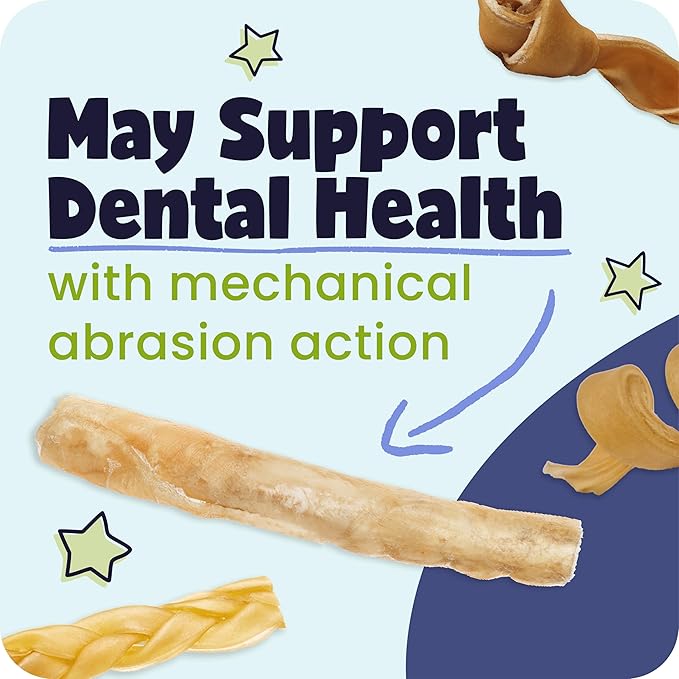 Pawstruck Natural Large Collagen Stick Barbells for Dogs - Vet-Approved Long Lasting Chew Alternative to Rawhide & Bully Sticks, with Glucosamine & Chondroitin - 6 Pack, Packaging May Vary