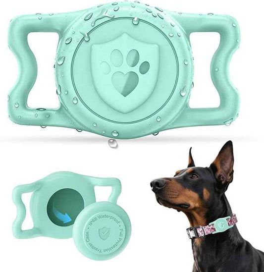 for Air tag Dog Collar Holder – IP68 Waterproof Air Tagholder for Dog Collar, Anti-Lost & Durable Silicone Case, Compatible with Apple Air Tags (Light Green)