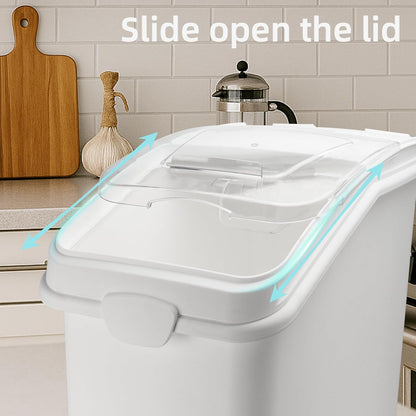 Ingredient Storage Bin,26 Gallon Dispenser Bin with Scoop for Dry Food, Sugar, Baking Supplies,Kitchen Rice Cereal Flour Bin,BPA Free,Pet Food Storage Container,Dog Cat Birds Food (26 Gallon)