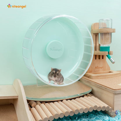 Niteangel Super-Silent Hamster Exercise Wheels: - Quiet Spinner Hamster Running Wheels with Adjustable Stand for Hamsters Gerbils Mice Or Other Small Animals (S, Mint Green)