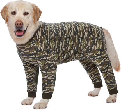 Yeapeeto Dog Onesie Surgery Recovery Suit for Large Medium Bodysuit Dogs Pajamas PJS Full Body for Shedding, Prevent Licking, Wound Protection, Cone Alternative (5XL, Camo)