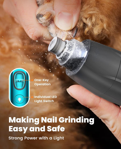 oneisall Quiet Dog Clippers for Grooming LED Light, Cordless Dog Grooming Kit 4 in 1, 2000mAh Pet Clippers Paw Trimmer Nail Grinder for Paw, Nail, Face, Ears, Legs, Body