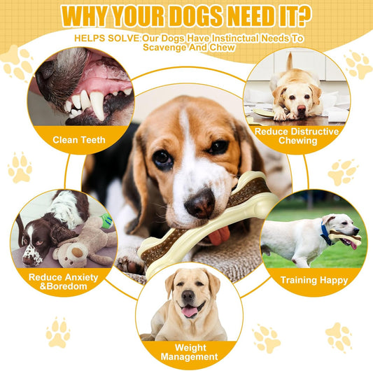 Sosation 6 Pcs Dog Toys for Aggressive Chewers Nylon Beef Flavor Bones Tough Puppy Teething Toys Puppy Chew Bones for Large Medium Small Breed Dogs Puppies Pets Chew Toys(Small Medium Large)