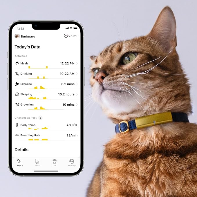 Health Tracker for Cats - Smart Cat Collar with Safety Breakaway Buckle for Indoor Cats, Wellness Alerts, Real-time Monitoring (Kimono (Ume),S)