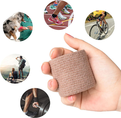 9 Pack 2" x 5 Yards Self Adhesive Bandage Wrap Self Stick Wrap for Ankle, Wrist, Finger, Sports, Breathable Cohesive Vet Tape for Pets (Brown)