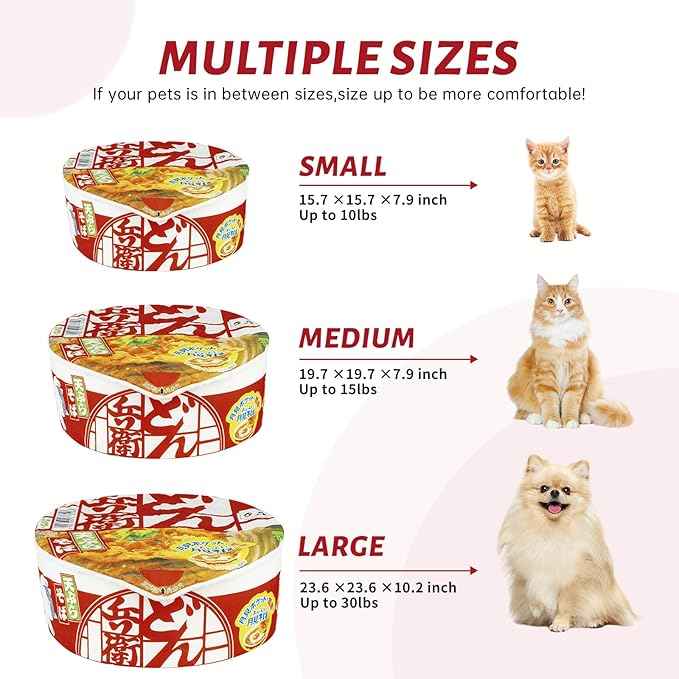 寵幸 Ramen Noodle Dog & Cat Bed,Keep Warm and Super Soft Creative Pet Nest for Indoor Cats,Removable Washable Cushion for Small Medium Large Dogs and Cats
