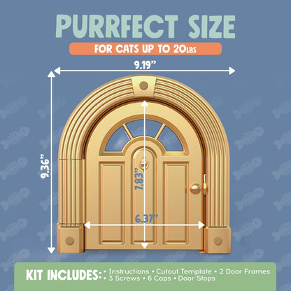 Meow Manor® Cat Door Interior Door - No-Flap, Interior Cat Door for Cats Up to 20 lbs, Easy DIY Setup, Secured Installation in Minutes, No Training Needed…