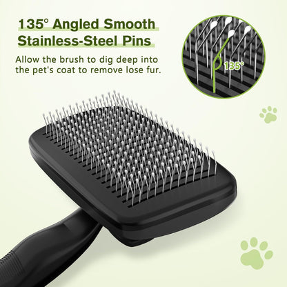 Pecute Self-Cleaning Slicker Brush for Dogs, Cats, Lightweight Dog Brush for Shedding Massaging Grooming, Cat Brush Gently Removes Loose Fur Undercoat for Small Dogs Cats Rabbits of All Hair Types